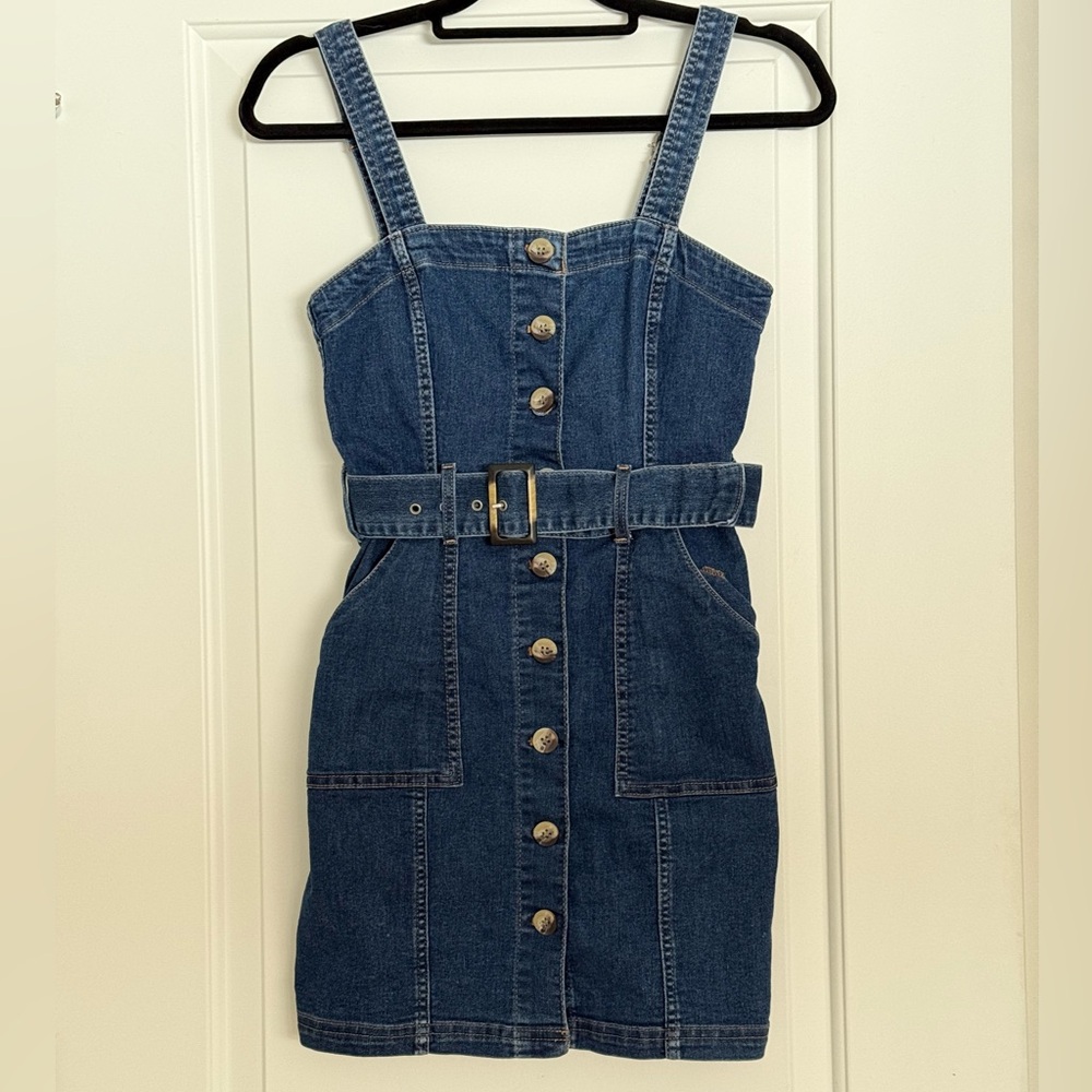 Denim Belted Button Up Dress